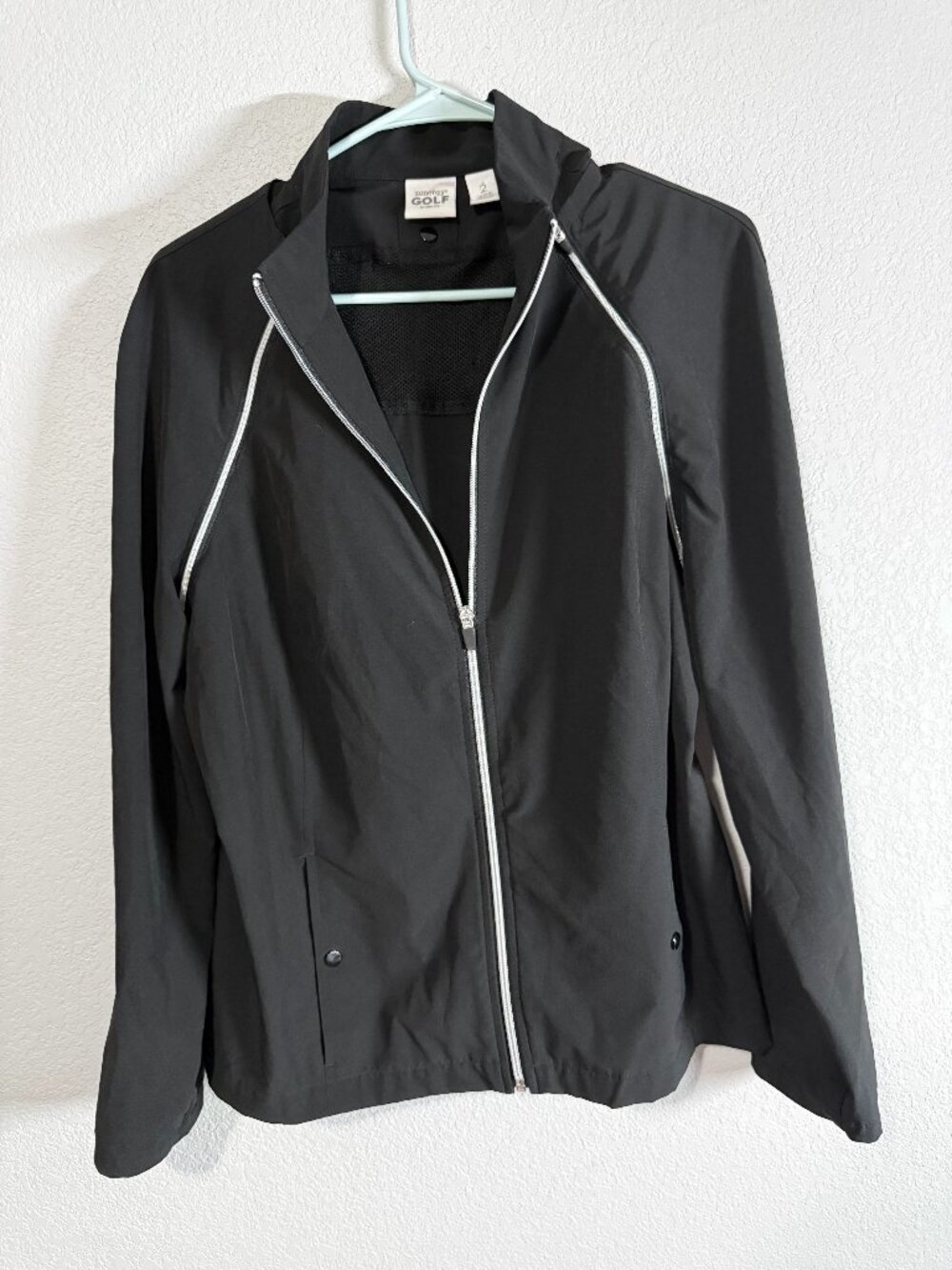 Women's Zenergy by Chico's Black Full Zip Athletic Golf Jacket Size 2 (Large)